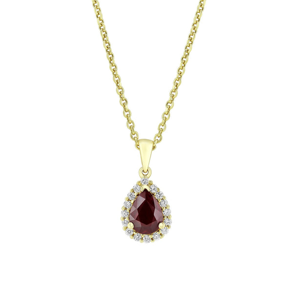 18ct yellow gold 0.62ct ruby & 0.15ct diamond cluster pendant