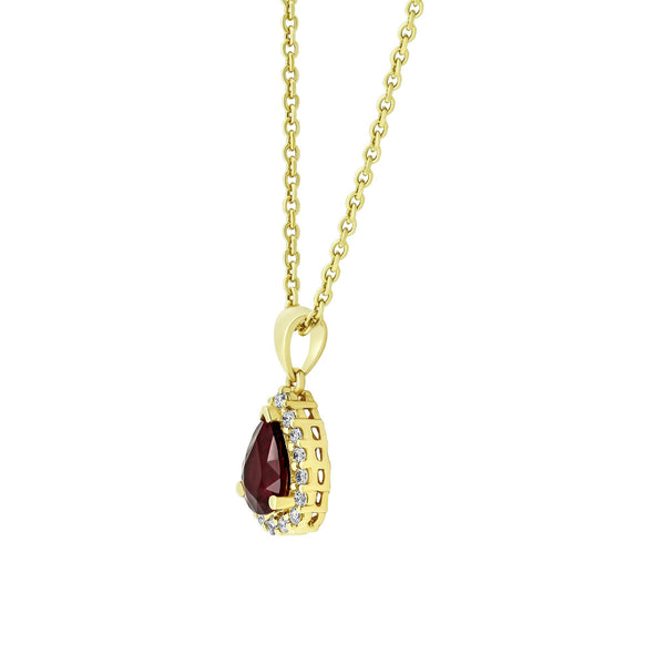 18ct yellow gold 0.62ct ruby & 0.15ct diamond cluster pendant