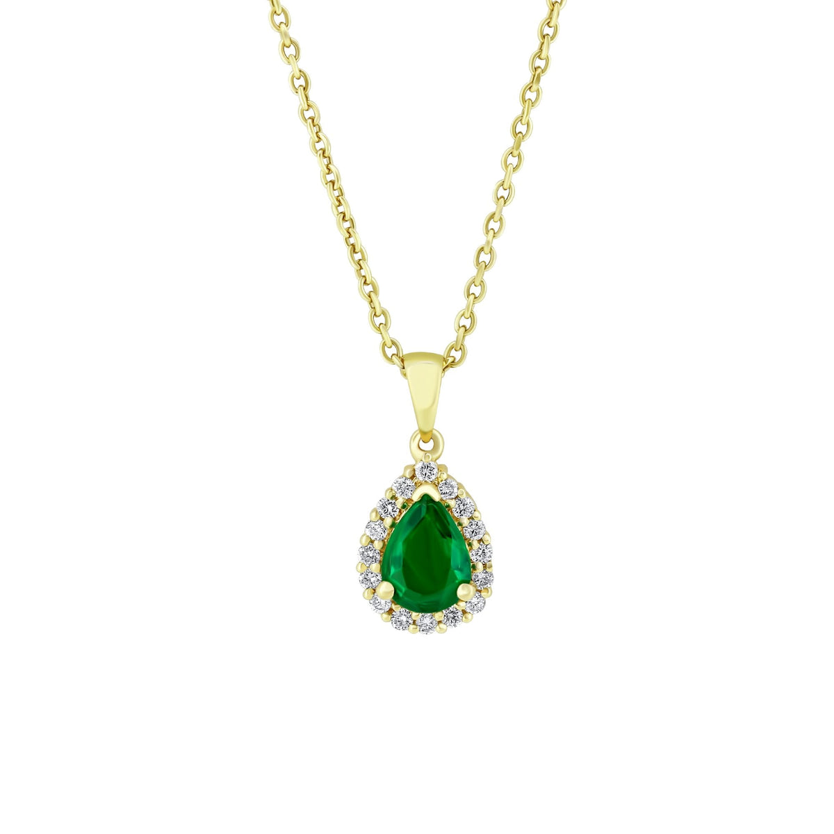 18ct yellow gold 0.70ct emerald & 0.15ct diamond cluster pendant