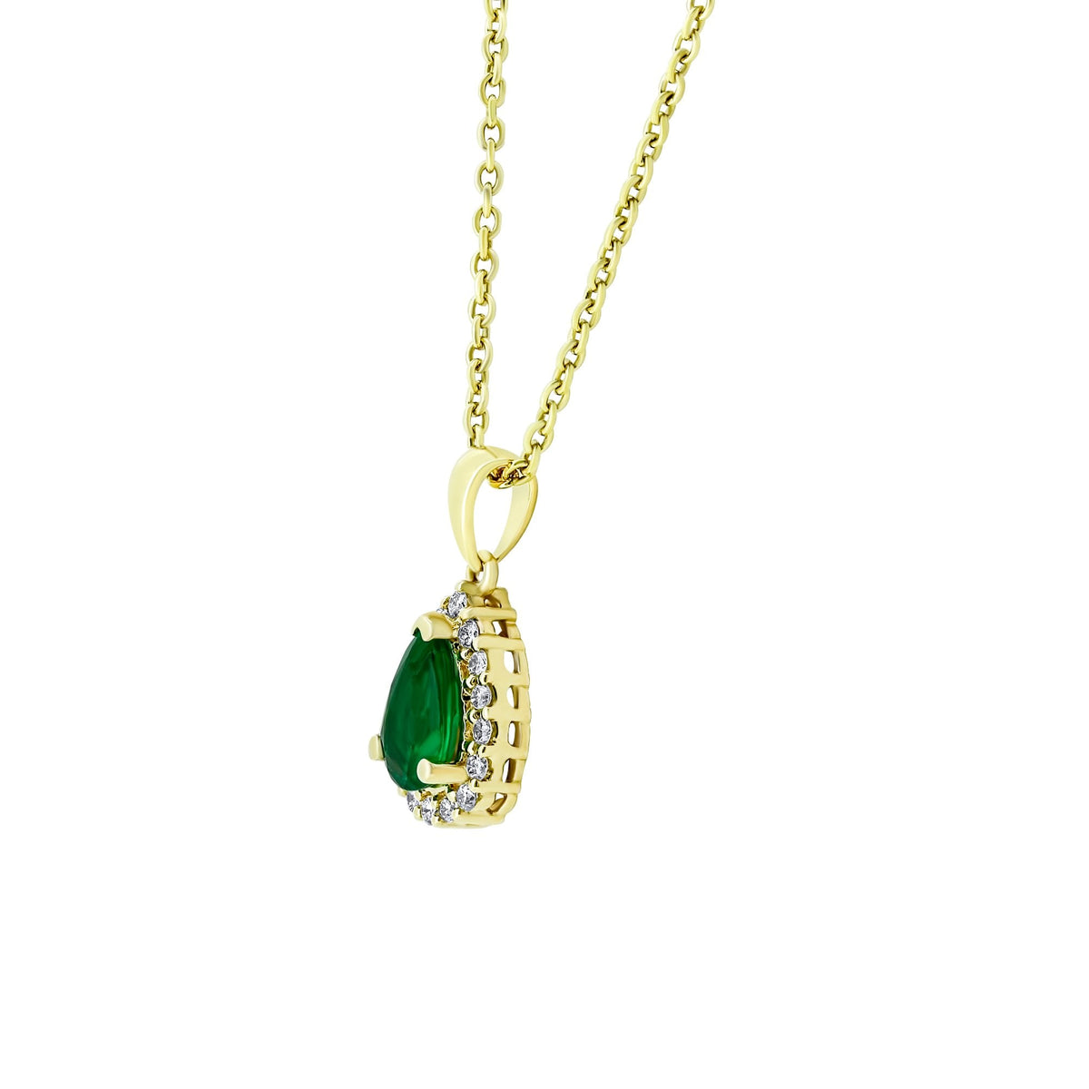 18ct yellow gold 0.70ct emerald & 0.15ct diamond cluster pendant