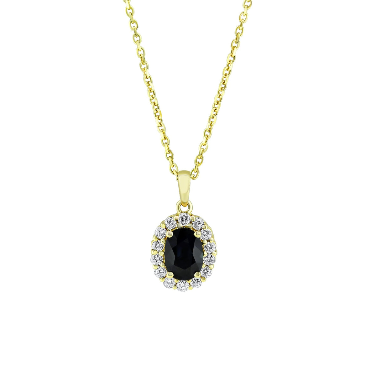 18ct yellow gold 1.19ct sapphire & 0.22ct diamond pendant