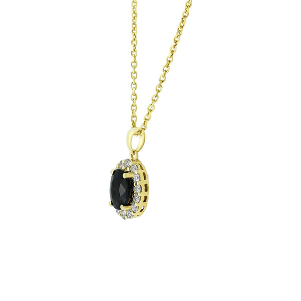 18ct yellow gold 1.19ct sapphire & 0.22ct diamond pendant