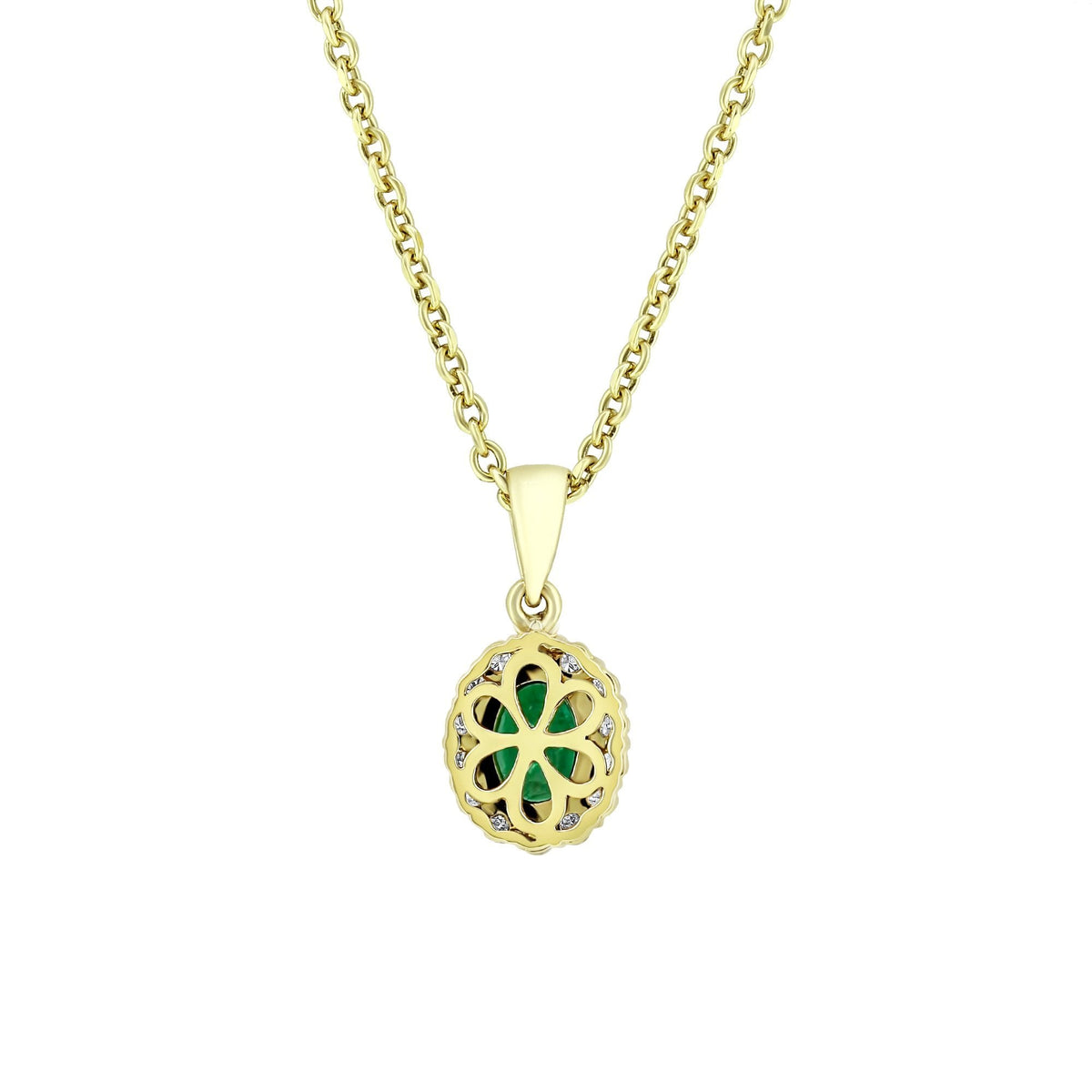 18ct yellow gold 0.80ct emerald & 0.23ct diamond cluster pendant