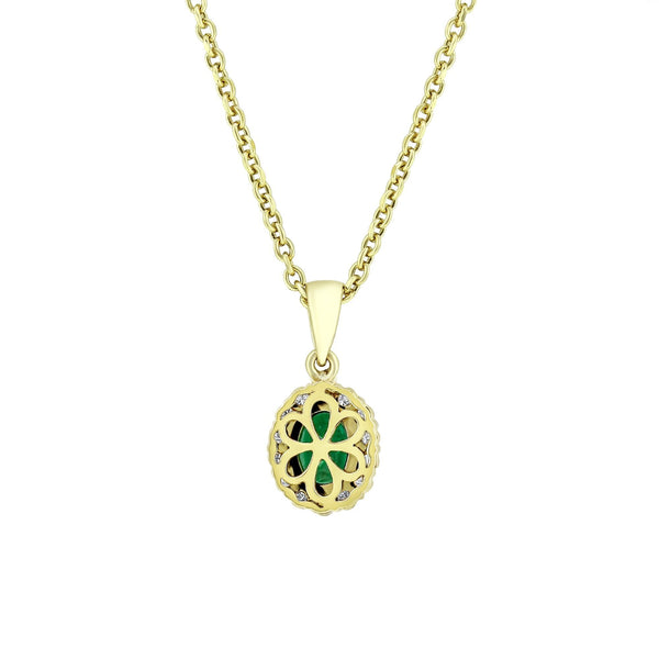 18ct yellow gold 0.80ct emerald & 0.23ct diamond cluster pendant