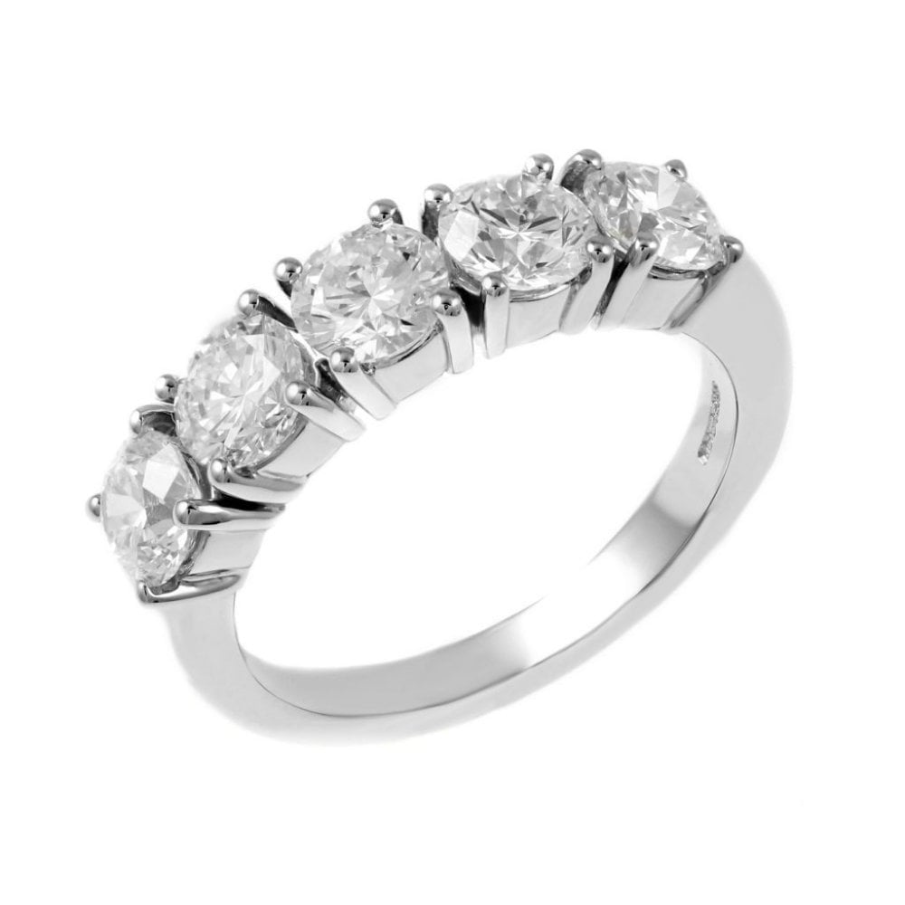 Platinum 2.50ct F VS2 GIA round brilliant diamond 5 stone ring
