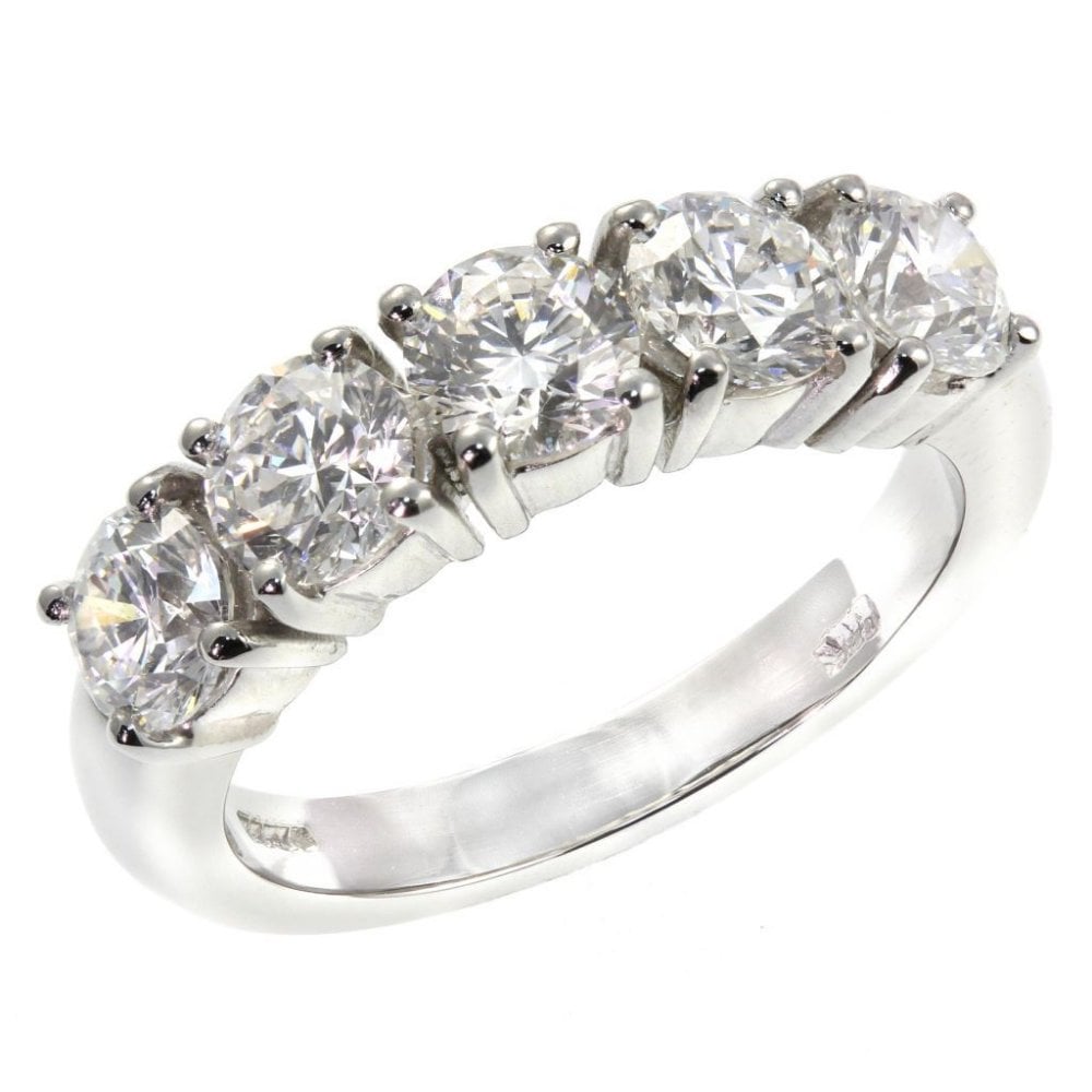 Platinum 3.00ct round brilliant cut diamond 5 stone ring