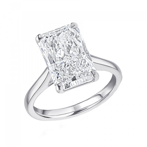Lab grown platinum 6.49ct D VVS2 IGI radiant cut diamond ring