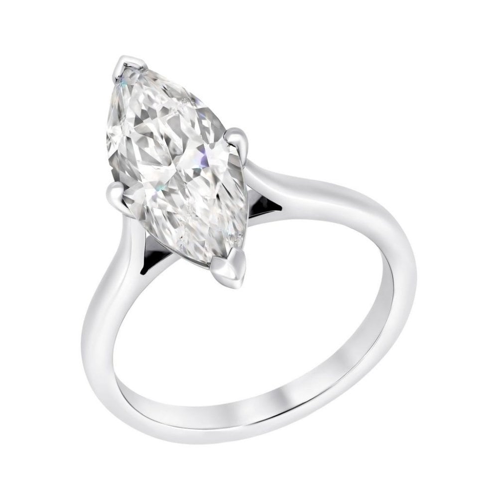 Lab grown platinum 3.01ct D VVS2 IGI marquise cut diamond ring