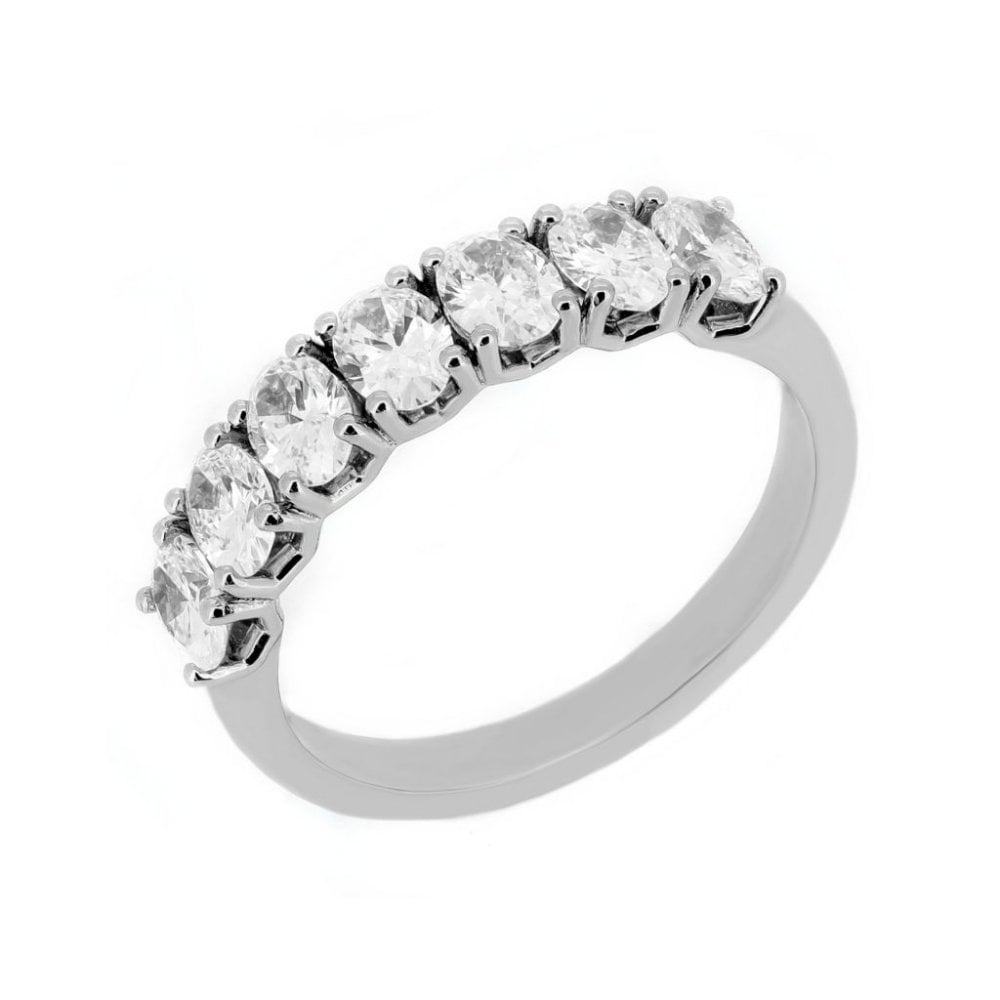 Platinum 1.30ct oval cut diamond 7 stone ring