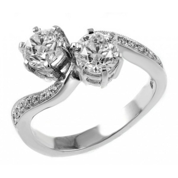 Platinum 1.40ct F VS2 EGL diamond two stone twist ring