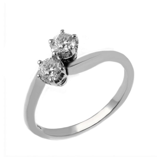 Platinum 0.51ct round brilliant cut diamond 2 stone twist ring