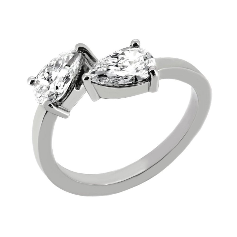 Platinum 1.40ct D VS1 GIA pear cut diamond 2 stone ring