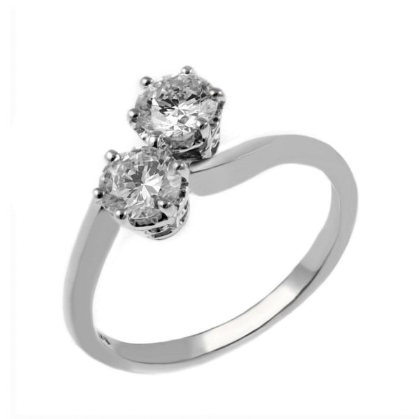 Platinum 0.80ct F VS2 GIA round diamond 2 stone twist ring
