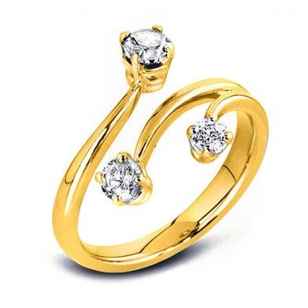 18ct yellow gold 0.50ct round brilliant cut 3 stone diamond ring