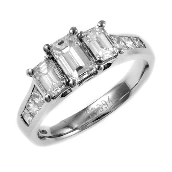 Platinum 0.83ct D VS1 GIA emerald cut 3 stone diamond ring