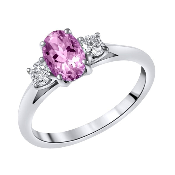 Platinum 0.72ct pink tourmaline & 0.25ct diamond 3 stone ring