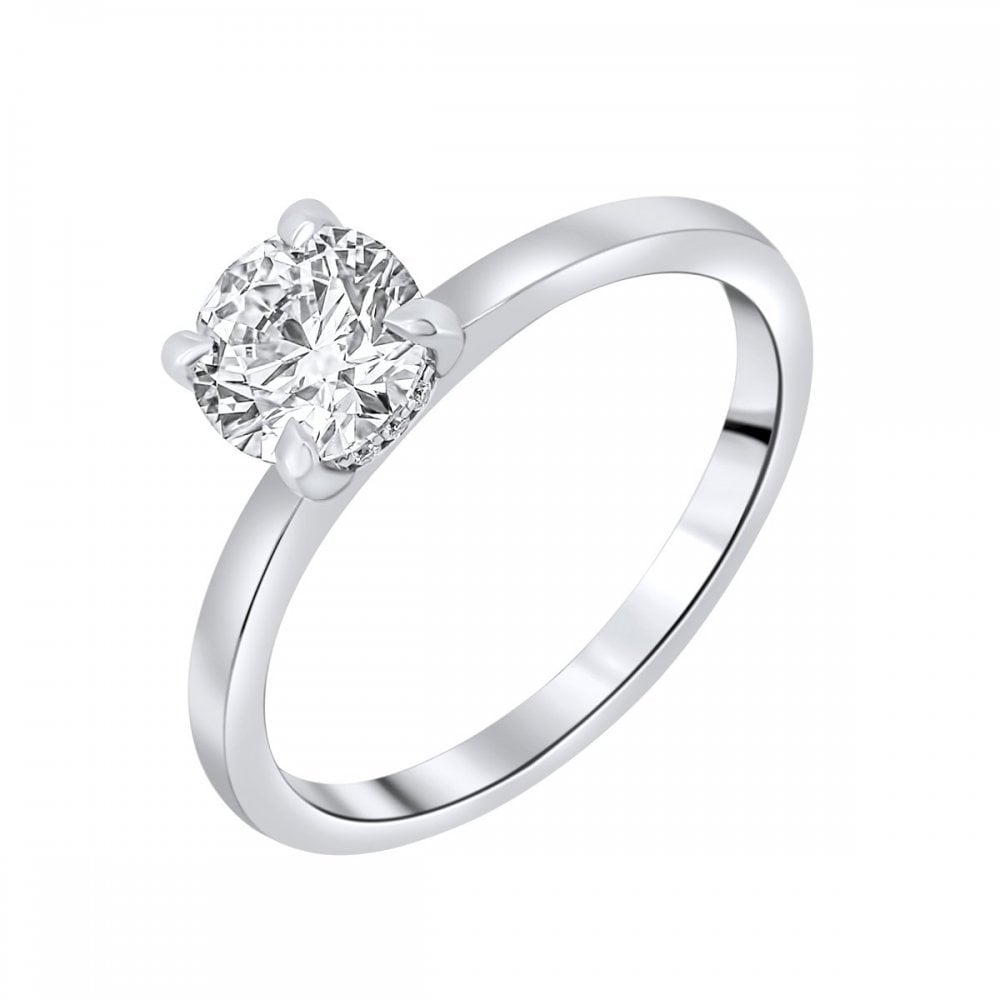 Lab Grown Platinum 1.00ct D Vvs2 Igi Round Diamond Ring