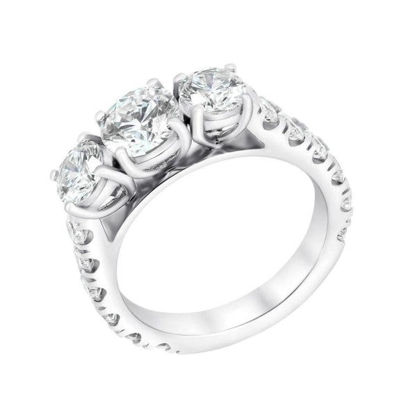 Platinum 3.09ct F VS2 GIA round brilliant diamond 3 stone ring