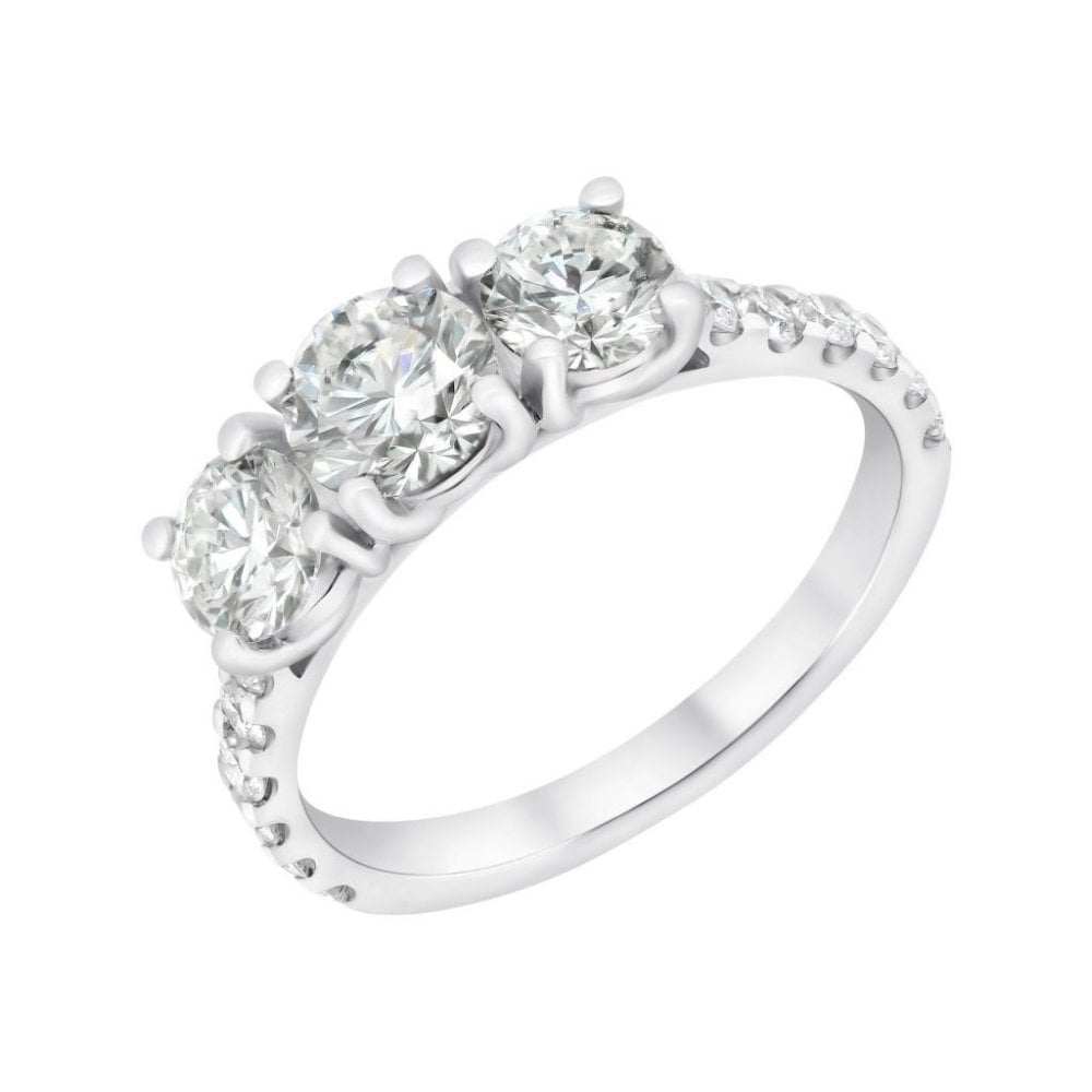 Platinum 1.56ct F VS1 GIA round brilliant diamond 3 stone ring