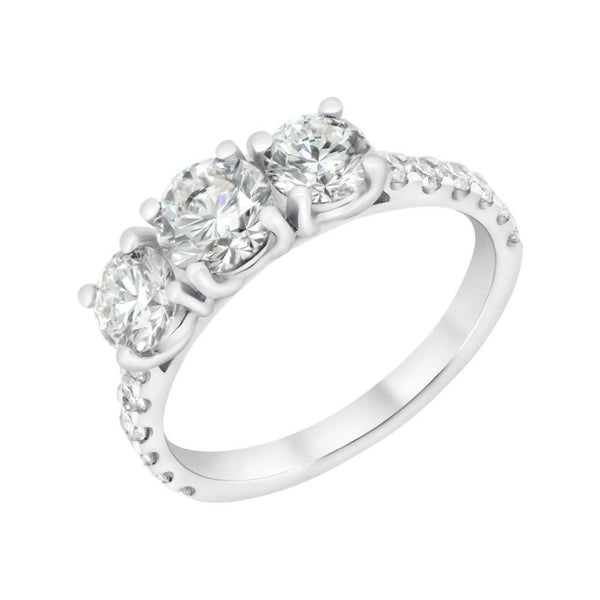 Platinum 1.56ct F VS1 GIA round brilliant diamond 3 stone ring