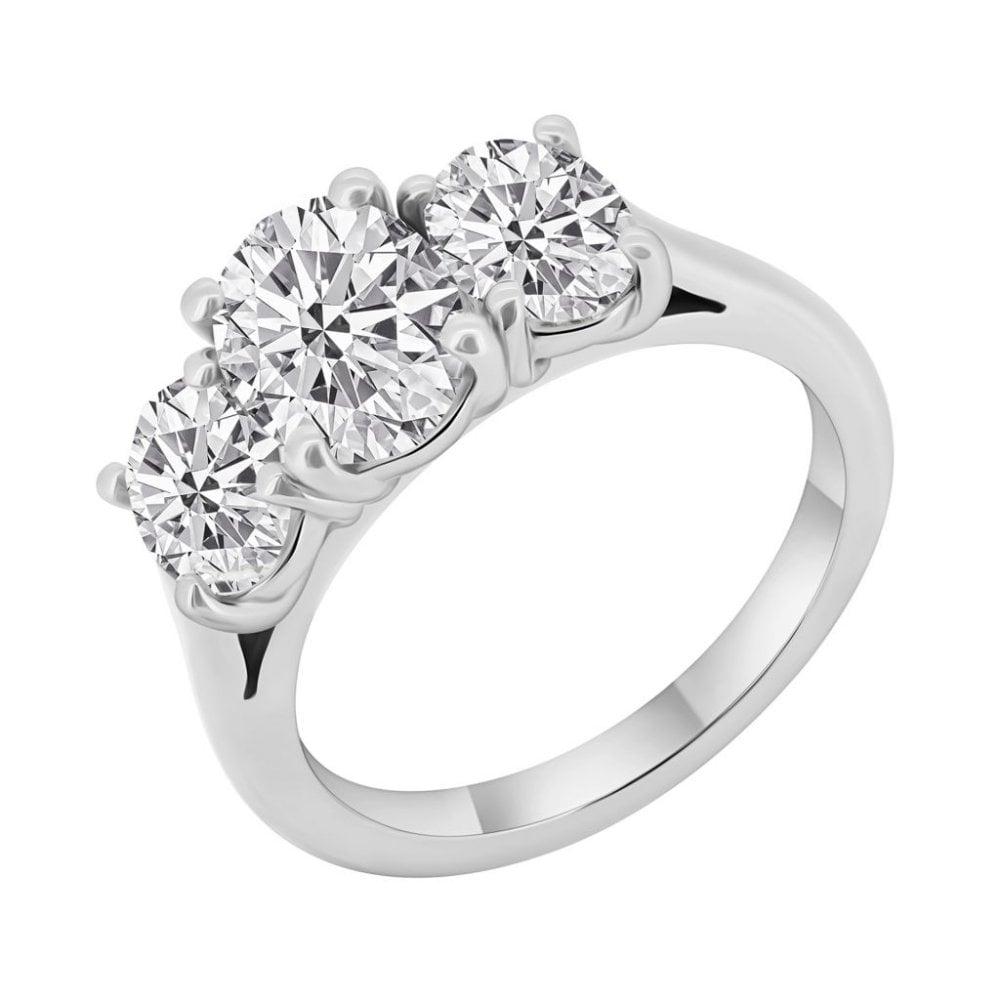 Platinum 3.01ct D VS2 GIA oval cut diamond 3 stone ring