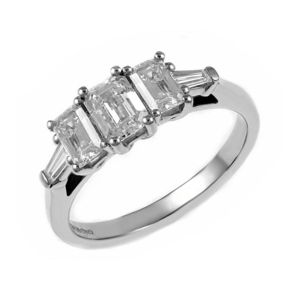 Platinum 1.01ct D VS1 GIA emerald cut 3 stone diamond ring