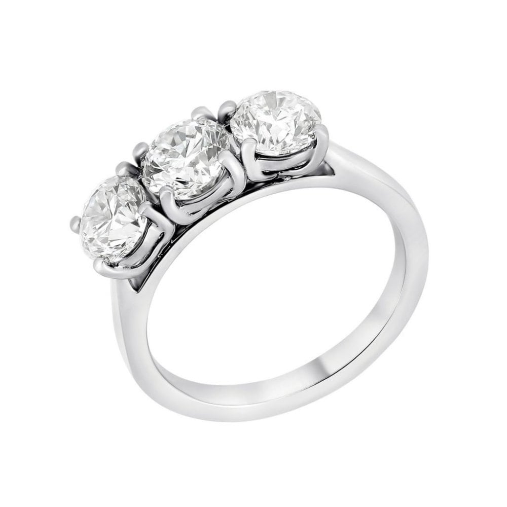 Platinum 2.20ct round brilliant cut diamond 3 stone ring