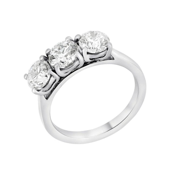 Platinum 2.20ct round brilliant cut diamond 3 stone ring