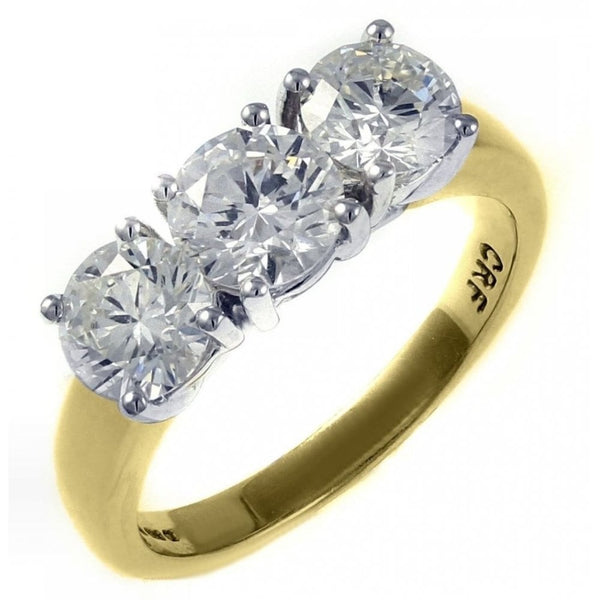 18ct yellow gold 1.00ct round brilliant diamond 3 stone ring