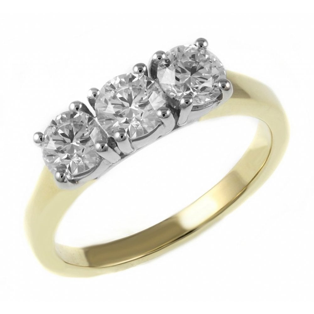 18ct yellow gold 1.50ct F VS2 GIA diamond 3 stone ring