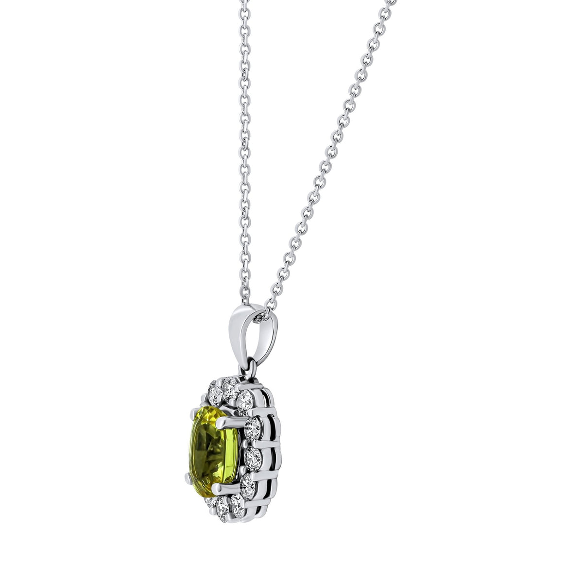 Platinum 1.90ct yellow sapphire & 0.68ct diamond cluster pendant