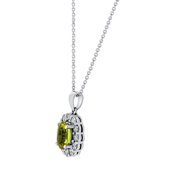Platinum 1.90ct yellow sapphire & 0.68ct diamond cluster pendant