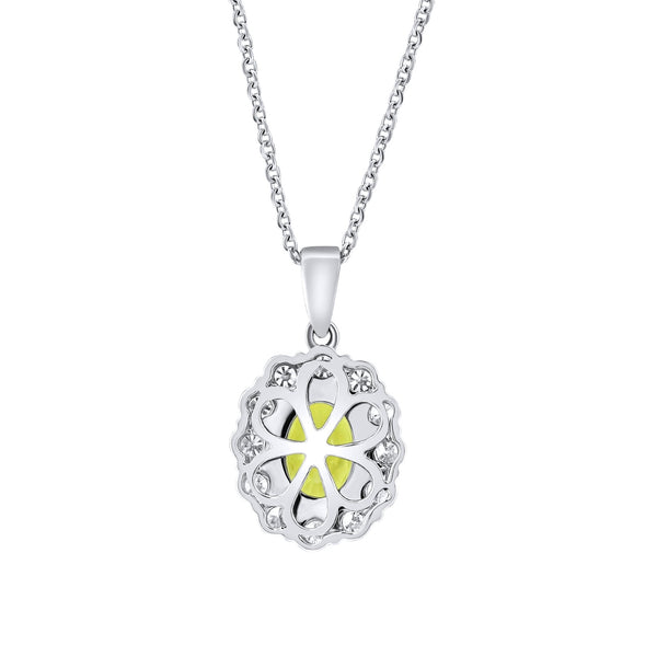 Platinum 1.90ct yellow sapphire & 0.68ct diamond cluster pendant