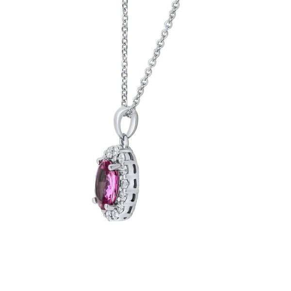 Platinum 0.85ct pink sapphire & 0.26ct diamond cluster pendant