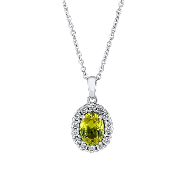 Platinum 1.00ct yellow sapphire & 0.26ct diamond pendant