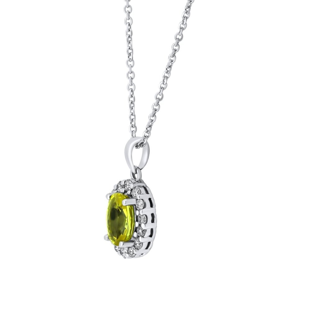 Platinum 1.00ct yellow sapphire & 0.26ct diamond pendant