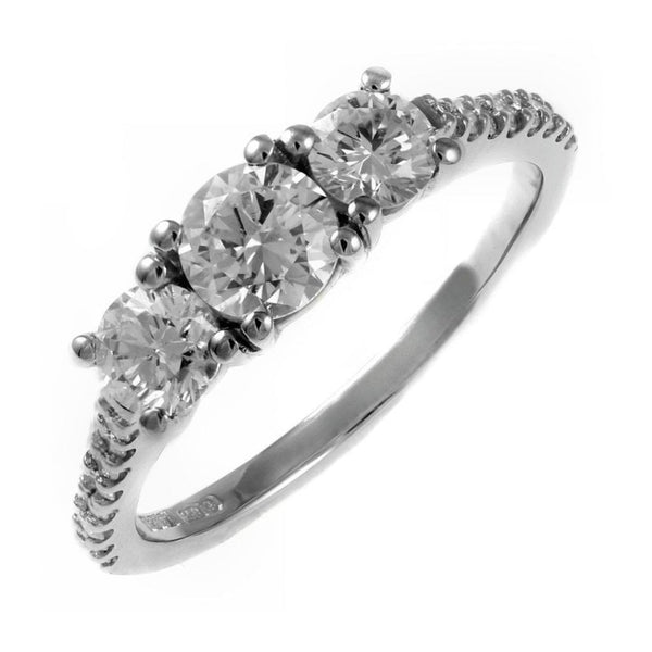 Platinum 0.80ct D VS2 GIA round brilliant 3 stone diamond ring