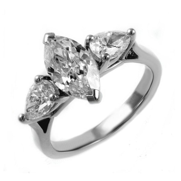 Platinum 2.53ct D VS2 EGL marquise & pear diamond ring