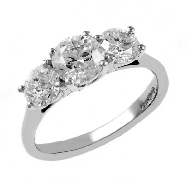 Platinum 1.55ct D Vs1 Gia Round Brilliant 3 Stone Diamond Ring