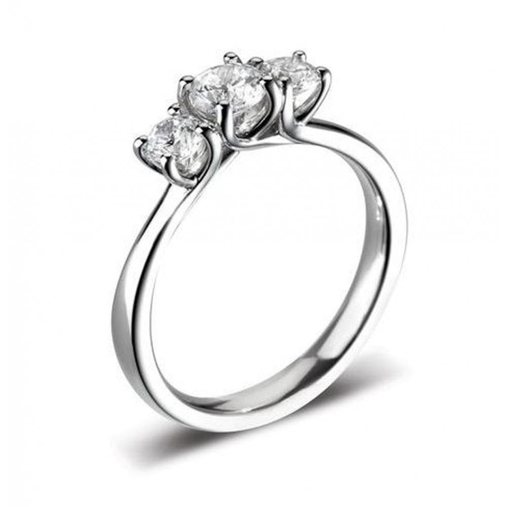 Platinum 2.50ct D Vs2 Gia Round Brilliant Diamond 3 Stone Ring