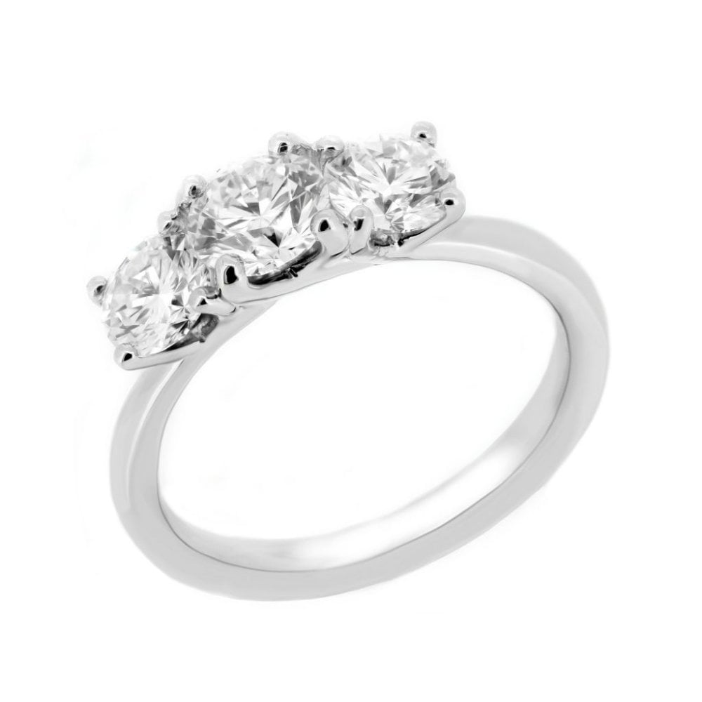 Platinum 1.07ct F VS1 GIA round brilliant 3 stone diamond ring