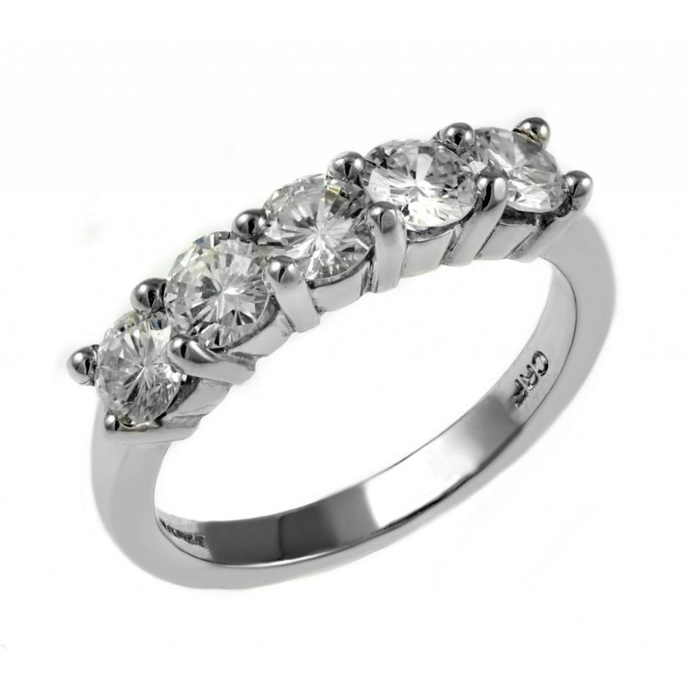 Platinum 1.02ct round brilliant cut diamond 5 stone ring