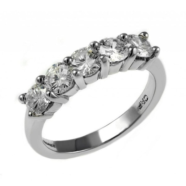 Platinum 1.02ct round brilliant cut diamond 5 stone ring