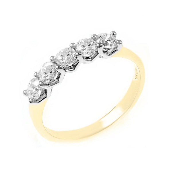 18ct yellow gold 0.50ct round brilliant diamond 5 stone ring
