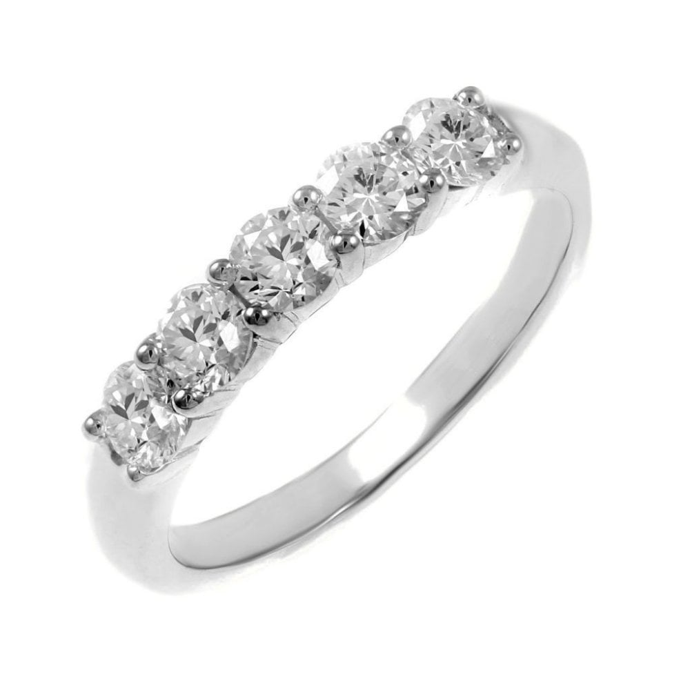 Platinum 0.80ct round brilliant cut diamond 5 stone ring