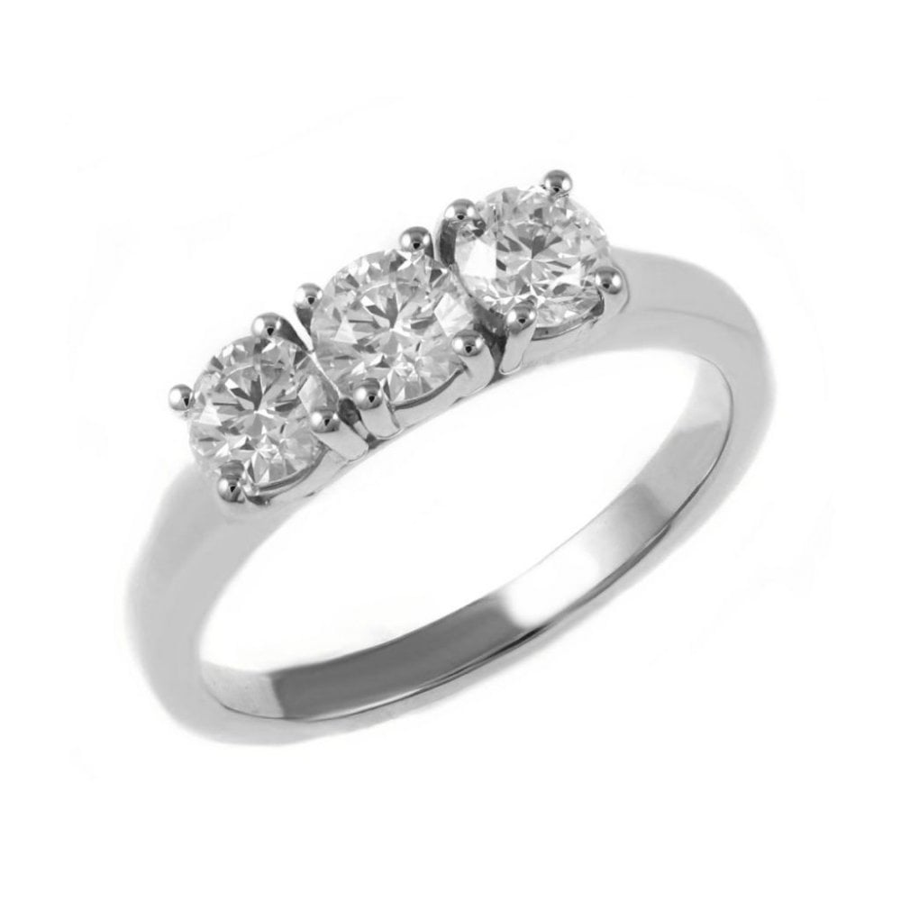 Platinum 0.75ct round brilliant cut 3 stone diamond ring