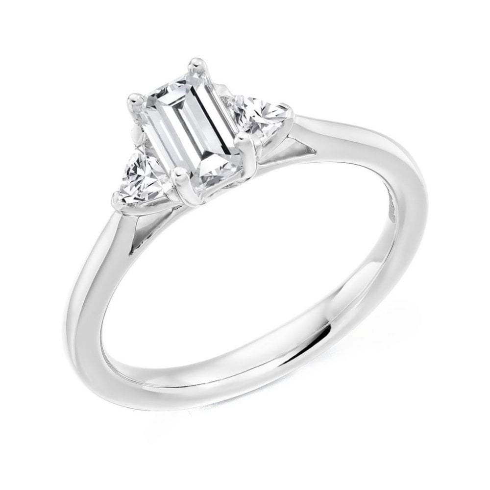Platinum 0.50ct D VS2 GIA radiant cut diamond 3 stone ring