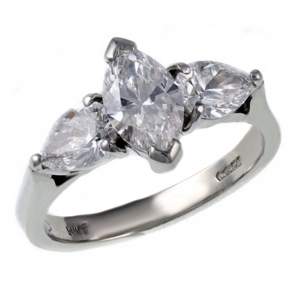 Platinum 1.01ct D VS2 marquise & 1.00ct D VS2 pear diamond ring