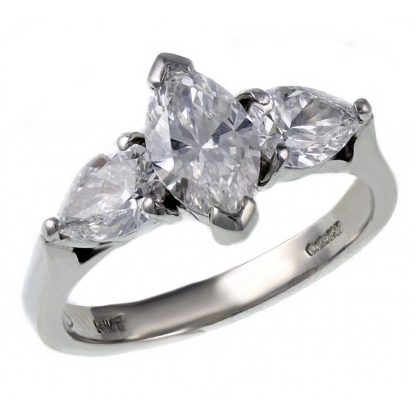 Platinum 1.01ct D VS2 marquise & 1.00ct D VS2 pear diamond ring
