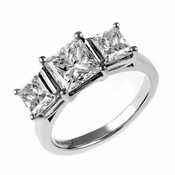 Platinum 3.06ct D VVS2 IGL princess cut diamond 3 stone ring